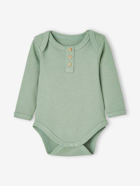 Pack of 2 Long Sleeve Honeycomb Bodysuits for Babies GREEN MEDIUM 2 COLOR/MULTICOLR+night blue 