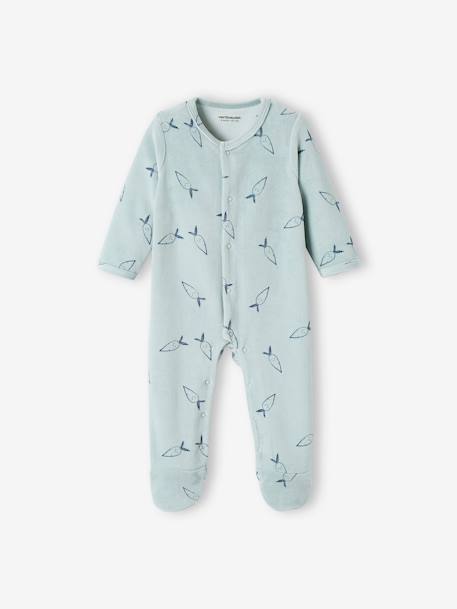 Pack of 2 Sleepsuits In Velour, for Babies GREEN MEDIUM 2 COLOR/MULTICOLR 