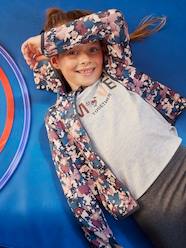 Sports Sweatshirt with Flower Print in Techno Fabric for Girls