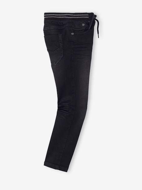 Straight Cut Denim-Effect Fleece Trousers, for Boys BLACK DARK SOLID+BLUE MEDIUM TWO COLOR/MULTICOL+BLUE MEDIUM WASCHED+double stone+Grey Denim 