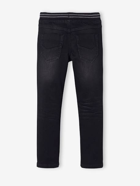 Straight Cut Denim-Effect Fleece Trousers, for Boys BLACK DARK SOLID+BLUE MEDIUM TWO COLOR/MULTICOL+BLUE MEDIUM WASCHED+double stone+Grey Denim 