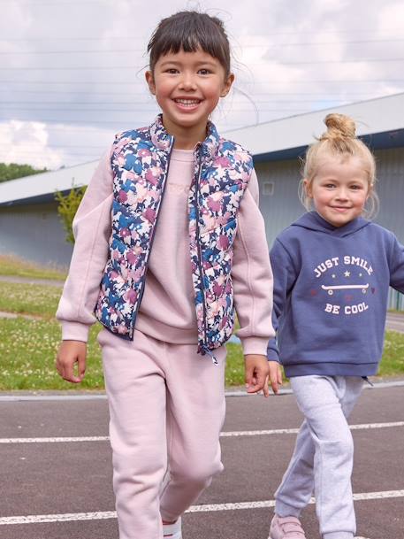'Move together' Fleece Sweatshirt & Joggers Combo for Girls PINK LIGHT SOLID 