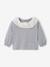 Top with Broderie Anglaise on the Collar, for Babies marl grey 