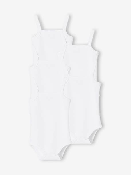 Pack of 5 Bodysuits with Fine Straps, in Interlock Knit Fabric, for Babies WHITE LIGHT TWO COLOR/MULTICOL 