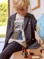 Boys-Coats & Jackets-Jackets-Chequered Woollen Jacket, Embroidered Patch, for Boys
