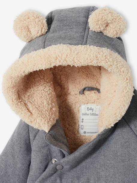 Asymmetric Jacket with Hood, for Babies GREY MEDIUM SOLID 