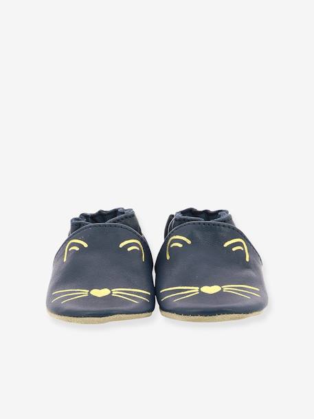 Goldy Cat Soft Soles Booties, by ROBEEZ© Dark Blue 