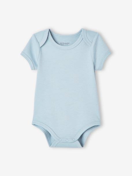 Pack of 7 Short Sleeve Bodysuits, Full-Length Opening, for Babies BLUE MEDIUM TWO COLOR/MULTICOL 