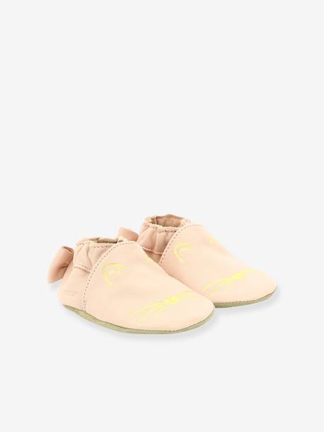 Goldy Cat Soft Soles Booties, by ROBEEZ© Dark Blue+Light Pink 