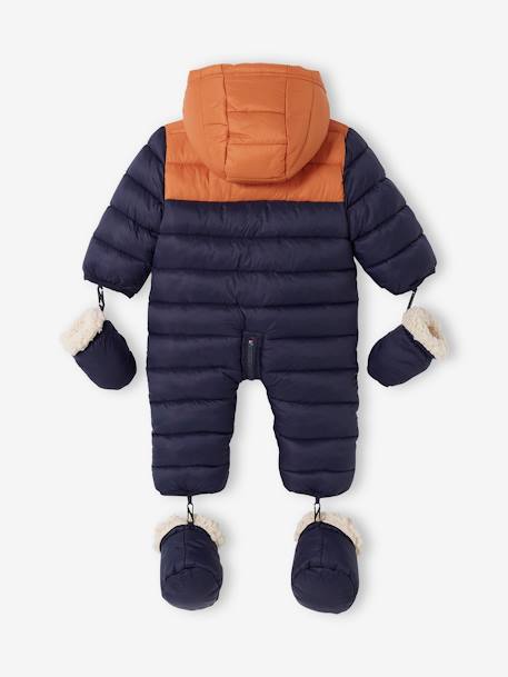 Lined & Padded Colourblock Pramsuit for Babies BLUE DARK SOLID 