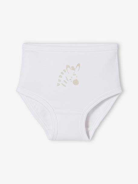 Pack of 5 Nappy Cover Briefs in Pure Cotton, for Babies WHITE LIGHT TWO COLOR/MULTICOL 