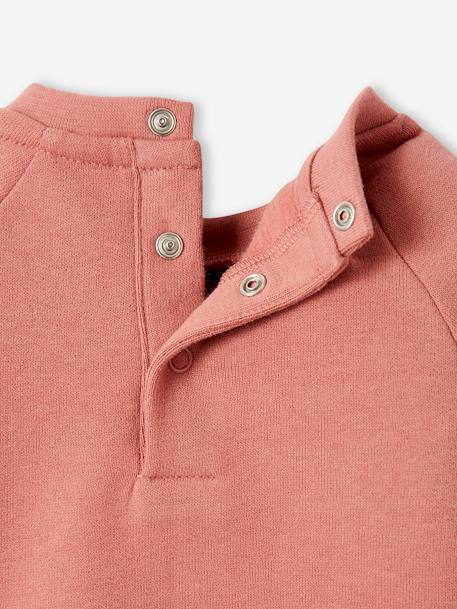 Fleece Sweatshirt for Babies BROWN MEDIUM SOLID WITH DESIGN+red 