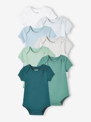 Pack of 7 Short Sleeve Bodysuits, Full-Length Opening, for Babies