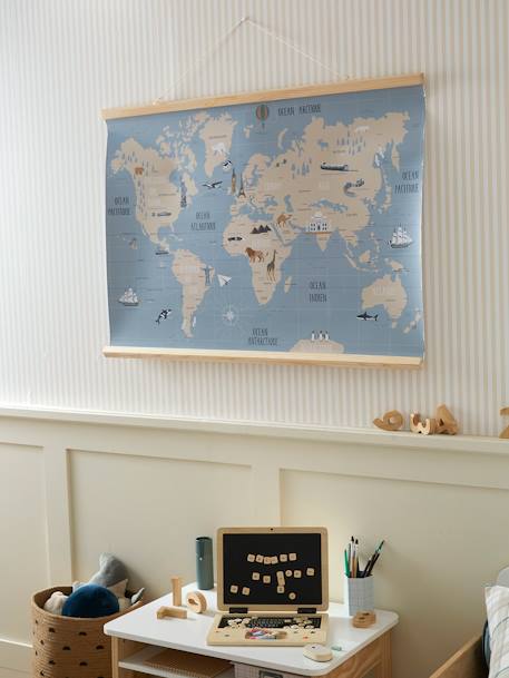 Map of the World Wall Decoration Blue 