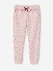 Girls-Sportswear-Frilly Joggers with Flower Print for Girls