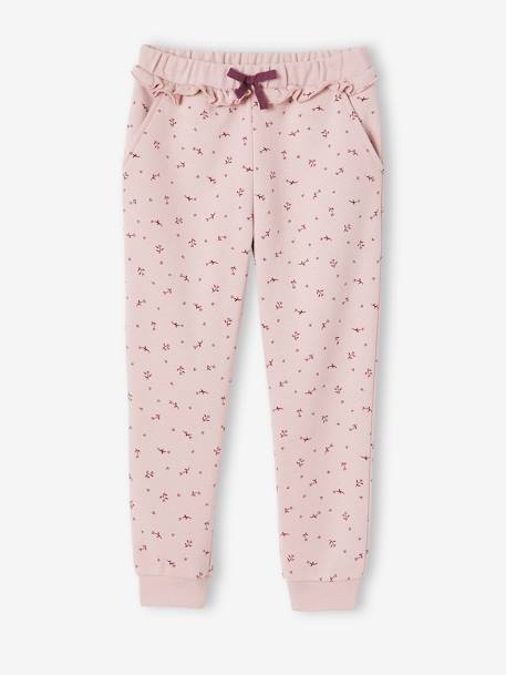Frilly Joggers with Flower Print for Girls BLUE DARK ALL OVER PRINTED+PINK LIGHT ALL OVER PRINTED 