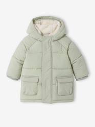 -Long Hooded Jacket, Recycled Polyester Padding, for Babies