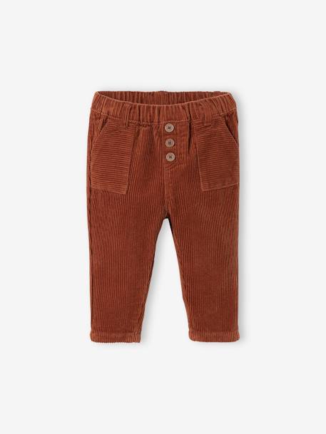 Corduroy Trousers for Babies anthracite+BROWN MEDIUM SOLID 