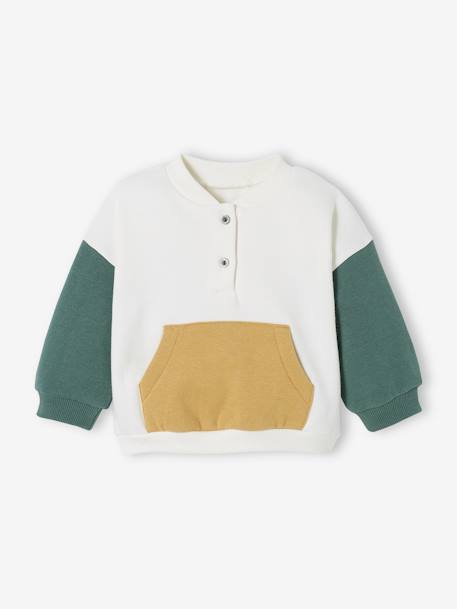 Fleece Sweatshirt + Corduroy Trousers Combo for Babies WHITE LIGHT SOLID WITH DESIGN 