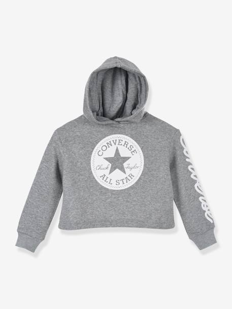 Chuck Patch Cropped Hoodie by CONVERSE grey+rose 
