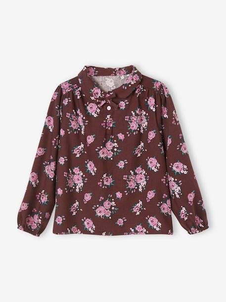 Blouse with Floral Print for Girls BROWN DARK ALL OVER PRINTED 