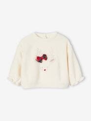 Baby-Jumpers, Cardigans & Sweaters-Faux Fur Reindeer Sweatshirt for Babies