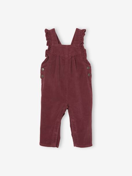 Corduroy Dungarees with Ruffles for Babies green+PURPLE DARK SOLID 