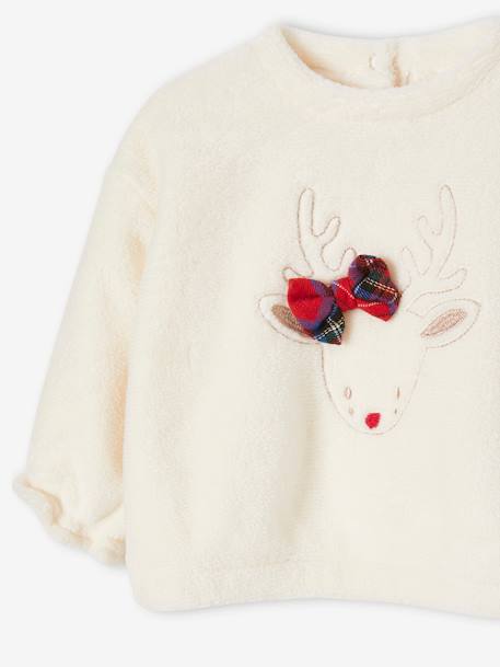 Faux Fur Reindeer Sweatshirt for Babies ecru 