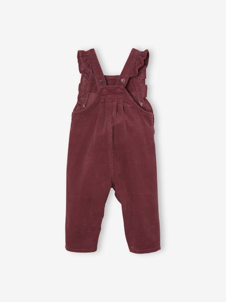 Corduroy Dungarees with Ruffles for Babies green+PURPLE DARK SOLID 