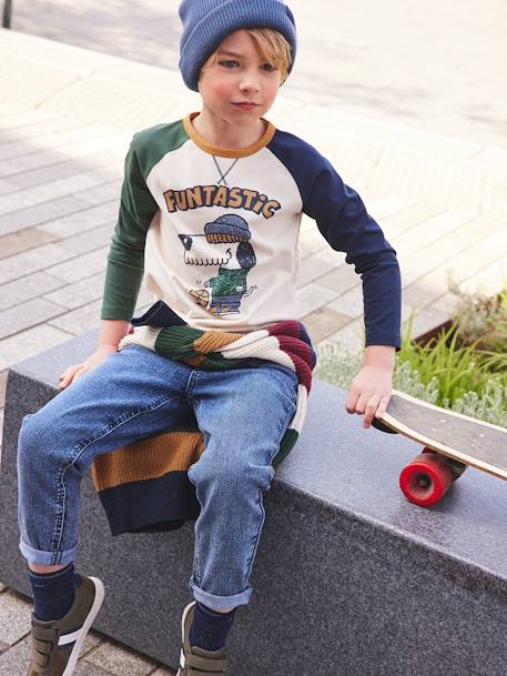 Balloon Jeans, Easy to Slip On, Loose Cut, for Boys BLACK DARK SOLID+BLUE DARK WASCHED 