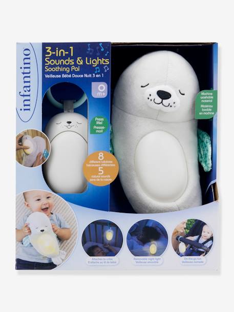 3-in-1 Baby Night Light, Douce Nuit Seal - INFANTINO grey 