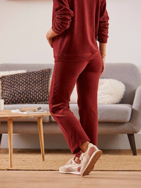 Corduroy Trousers for Pregnancy RED LIGHT SOLID 