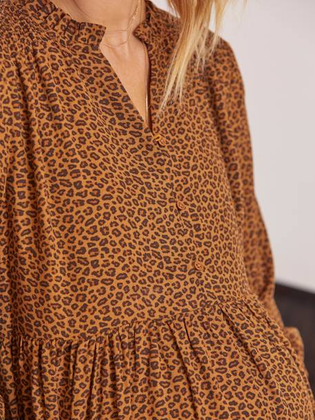 Leopard Print Dress, Maternity & Nursing Special BROWN MEDIUM ALL OVER PRINTED 