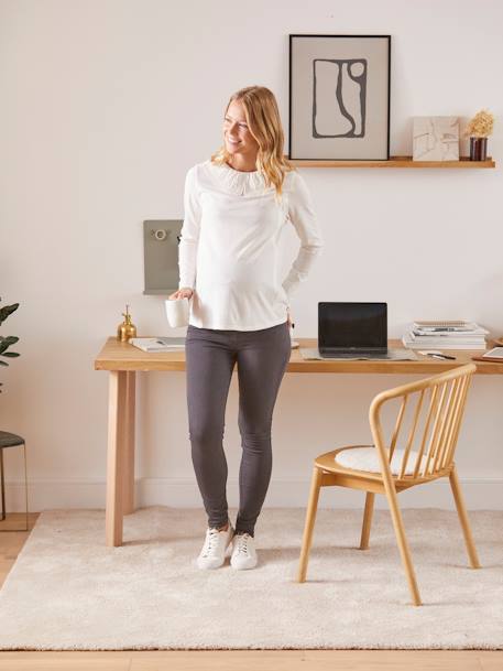 Slim Leg Jeans for Maternity, Inside Leg 69 cm GREY DARK SOLID 