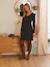 Short Jersey Knit Dress, Maternity & Nursing Special BLACK DARK SOLID+fir green+Red 