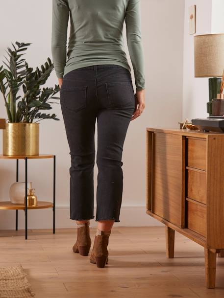Flared Jeans for Maternity, Inside Leg 65 cm BEIGE LIGHT SOLID+GREY DARK SOLID 