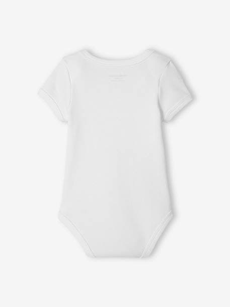 Pack of 3 Short Sleeve Bodysuits with Cutaway Shoulders, Organic Collection WHITE LIGHT TWO COLOR/MULTICOL 