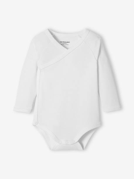 Pack of 3 Long Sleeve Bodysuits,Full-Length Opening, Organic Collection, for Newborn Babies WHITE LIGHT TWO COLOR/MULTICOL 
