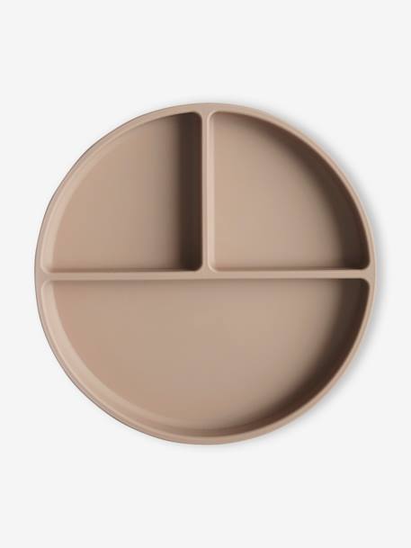 Divided Silicone Plate by MUSHIE beige+grey+rose 