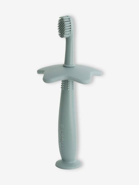 Training Toothbrush in Silicone by MUSHIE blue+grey+rose 