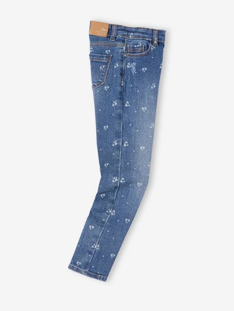 Straight Leg Jeans with Distressed Details for Girls BLUE MEDIUM WASCHED+Grey Denim 