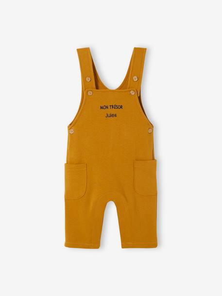 Fleece Top & Dungarees Ensemble, for Babies BROWN MEDIUM SOLID+emerald green 