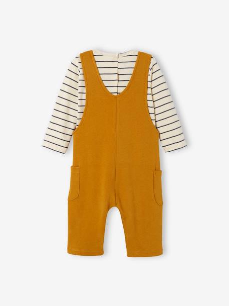 Fleece Top & Dungarees Ensemble, for Babies BROWN MEDIUM SOLID+emerald green 