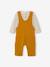 Fleece Top & Dungarees Ensemble, for Babies BROWN MEDIUM SOLID+emerald green 