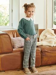 -Chequered Woollen Trousers for Girls
