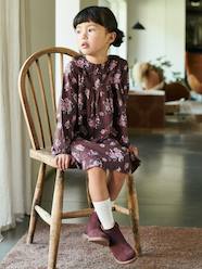 Dress with Frilled Collar & Flower Print for Girls