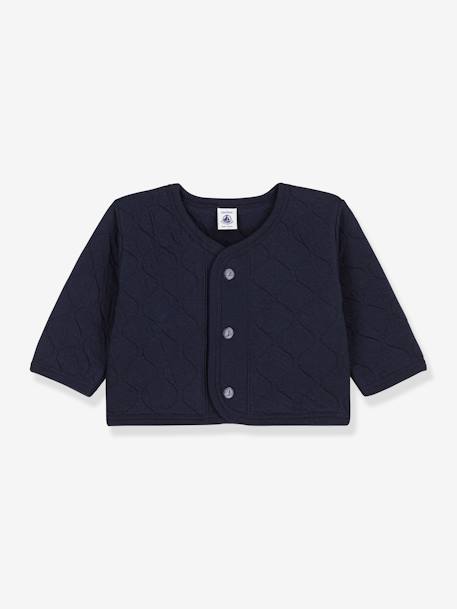 Quilted Double Knit Cardigan for Babies - PETIT BATEAU navy blue 