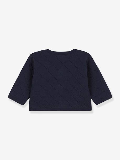 Quilted Double Knit Cardigan for Babies - PETIT BATEAU navy blue 