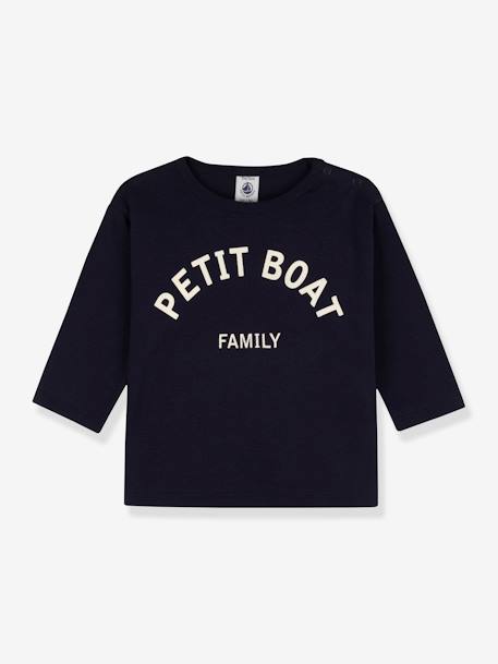 Long Sleeve Top in Organic Cotton, for Babies, by Petit Bateau navy blue 