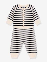 Baby-Outfits-Striped 2-Piece Set for Babies, in Wool & Cotton Knit, by Petit Bateau